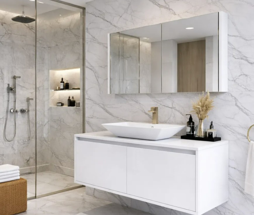 PVC Мебел за баня с плот и вратички COMO WHITE 60 SM